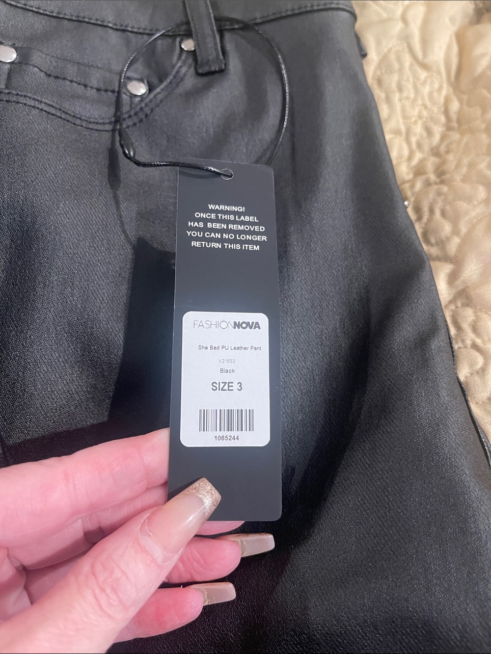 Fashion Nova Black PU Leather Jeans - Fitted High-Shine Style